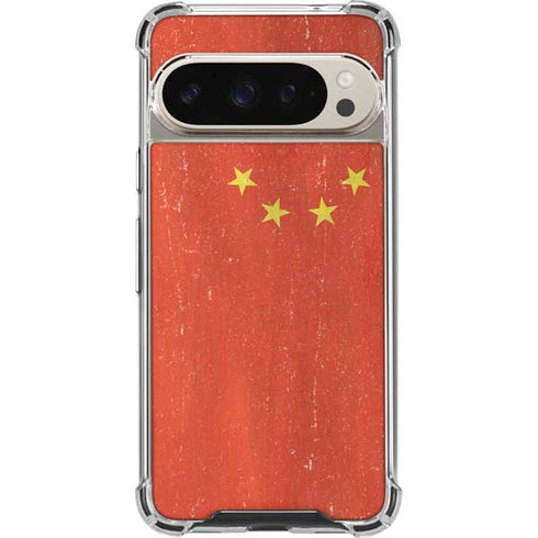 Chinese Flag Distressed Pixel 9/9 Pro Clear Case
